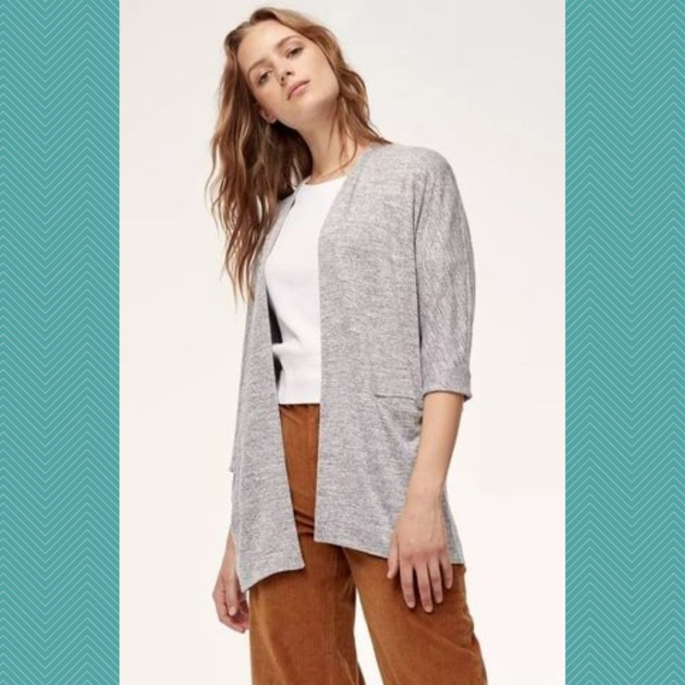 Wilfred Free Marled Gray Knit Open Front Zlata Sweater